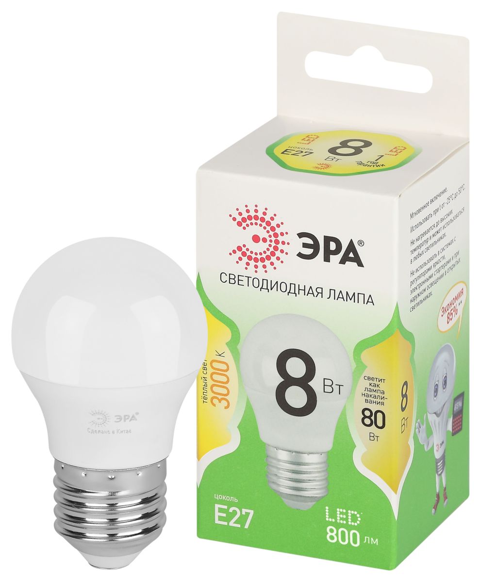 Светодиодная лампа Эра LED P45-8W-830-E27 GL Б0067023 в Санкт-Петербурге