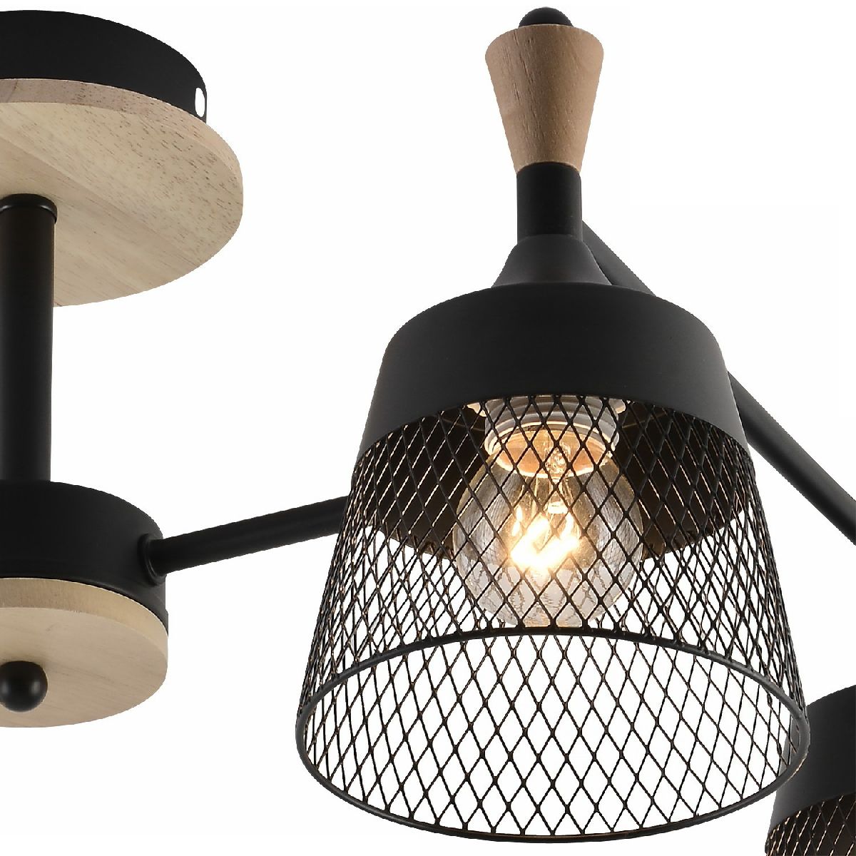 Люстра на штанге Reluce 01492-0.3-04 BK+WOOD УЦ в #REGION_NAME_DECLINE_PP#