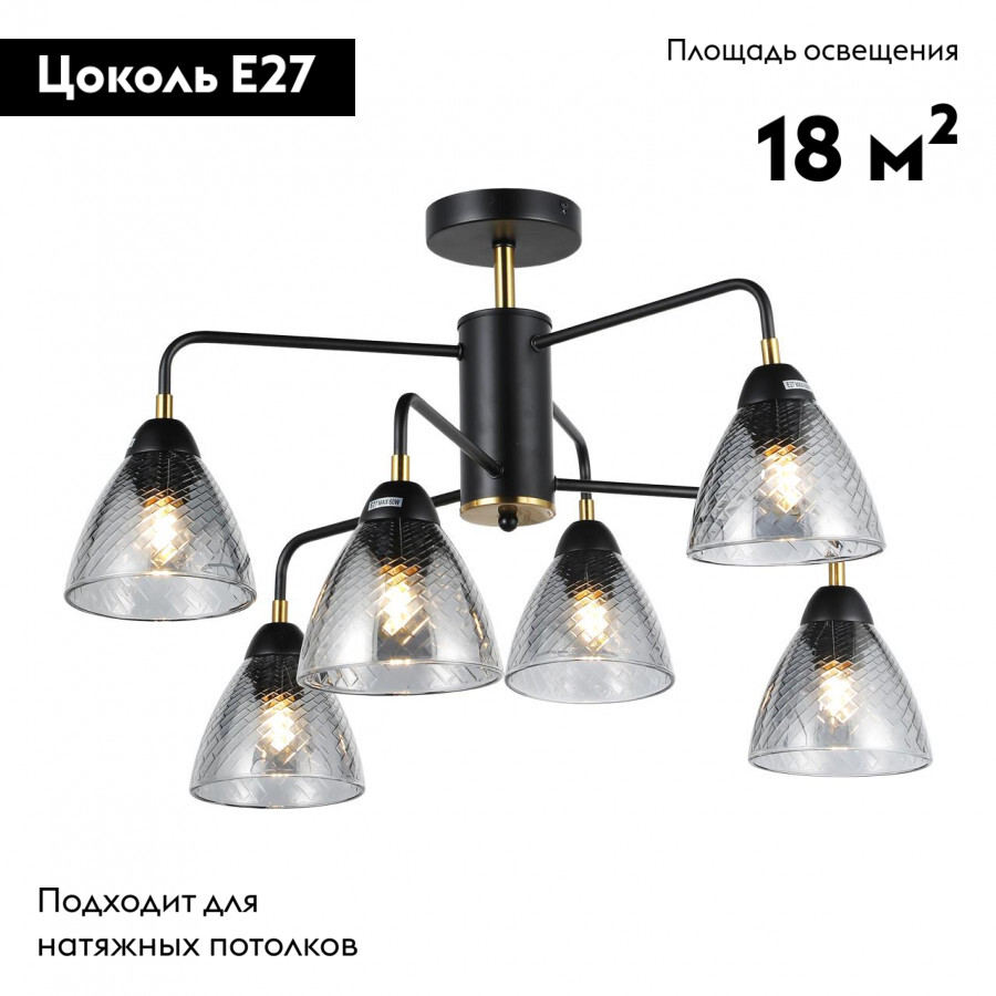 Потолочная люстра IMEX MD.74318-6-S-BK+BR в #REGION_NAME_DECLINE_PP#