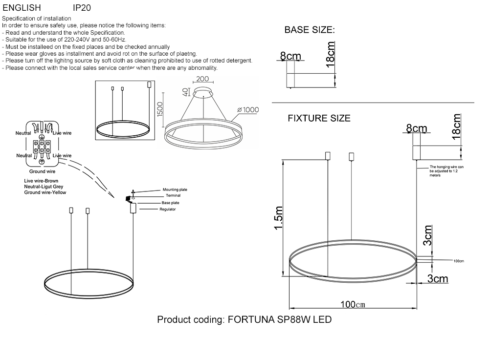 Подвесная люстра Crystal Lux FORTUNA SP88W LED BLACK в Санкт-Петербурге