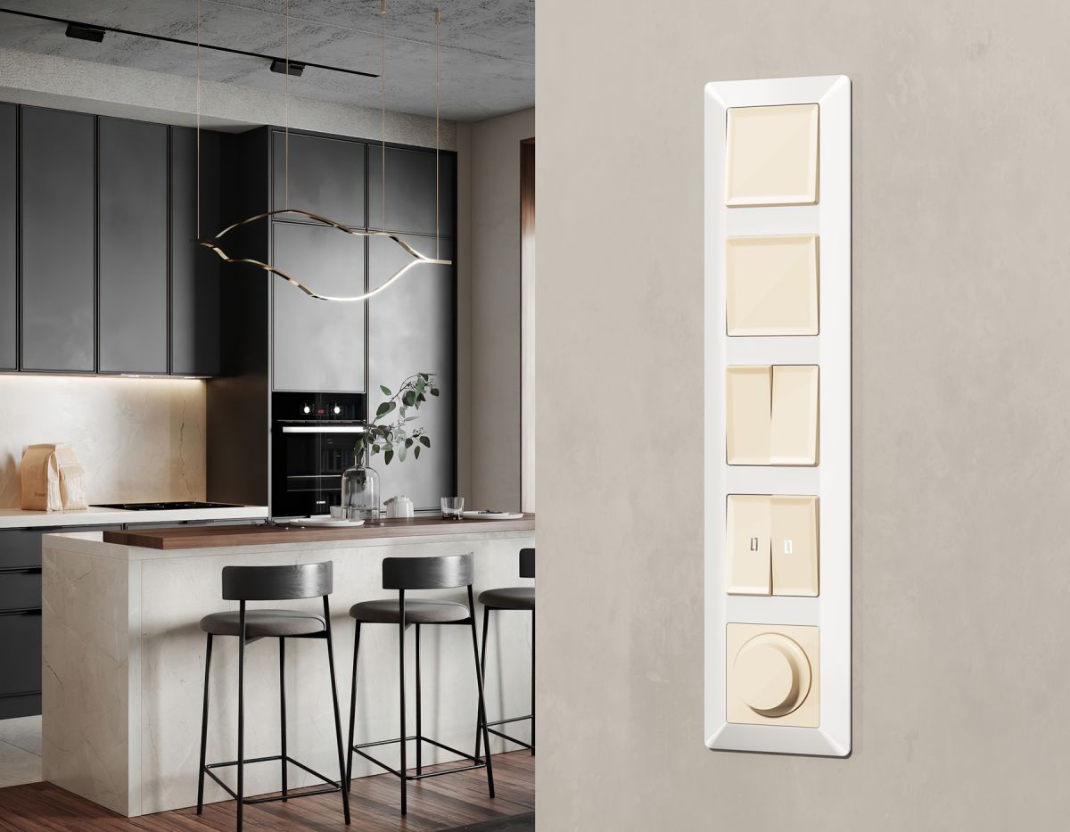 Комплект механизма 2-клавишного перекрестного выключателя 10A-250V Alfa Бежевый глянец Quant Ambrella Volt MA303030 (AP3030, VM125) в #REGION_NAME_DECLINE_PP#