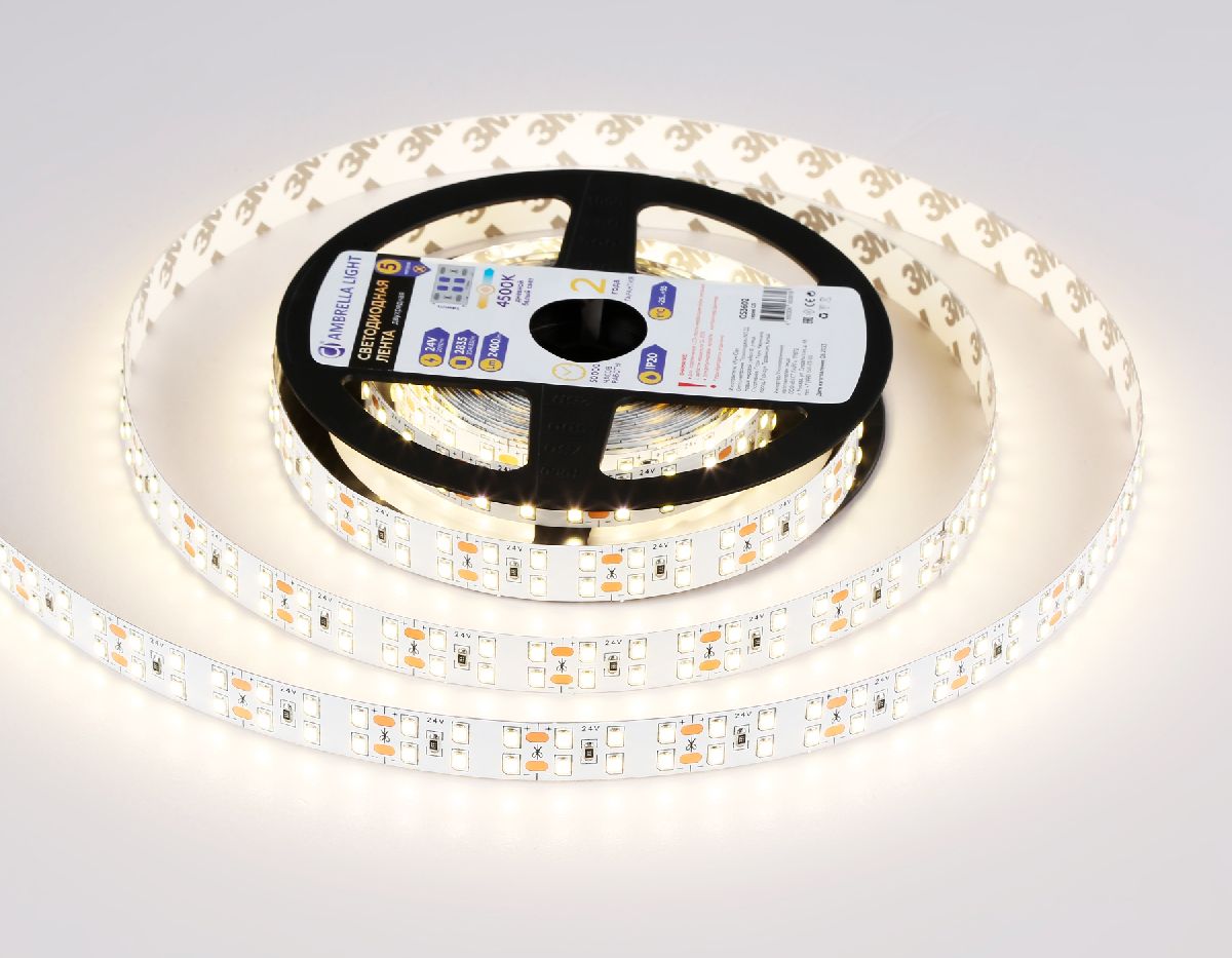 Светодиодная лента двухрядная Ambrella Light LED Strip 24В 2835 20Вт/м 4500K 5м IP20 GS3602 в Санкт-Петербурге