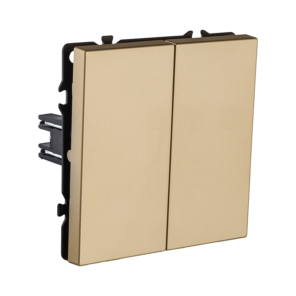 Выключатель 2-клавишный проходной 10А/250В, золотой Kollinger Eclipse EC-005GD в #REGION_NAME_DECLINE_PP#