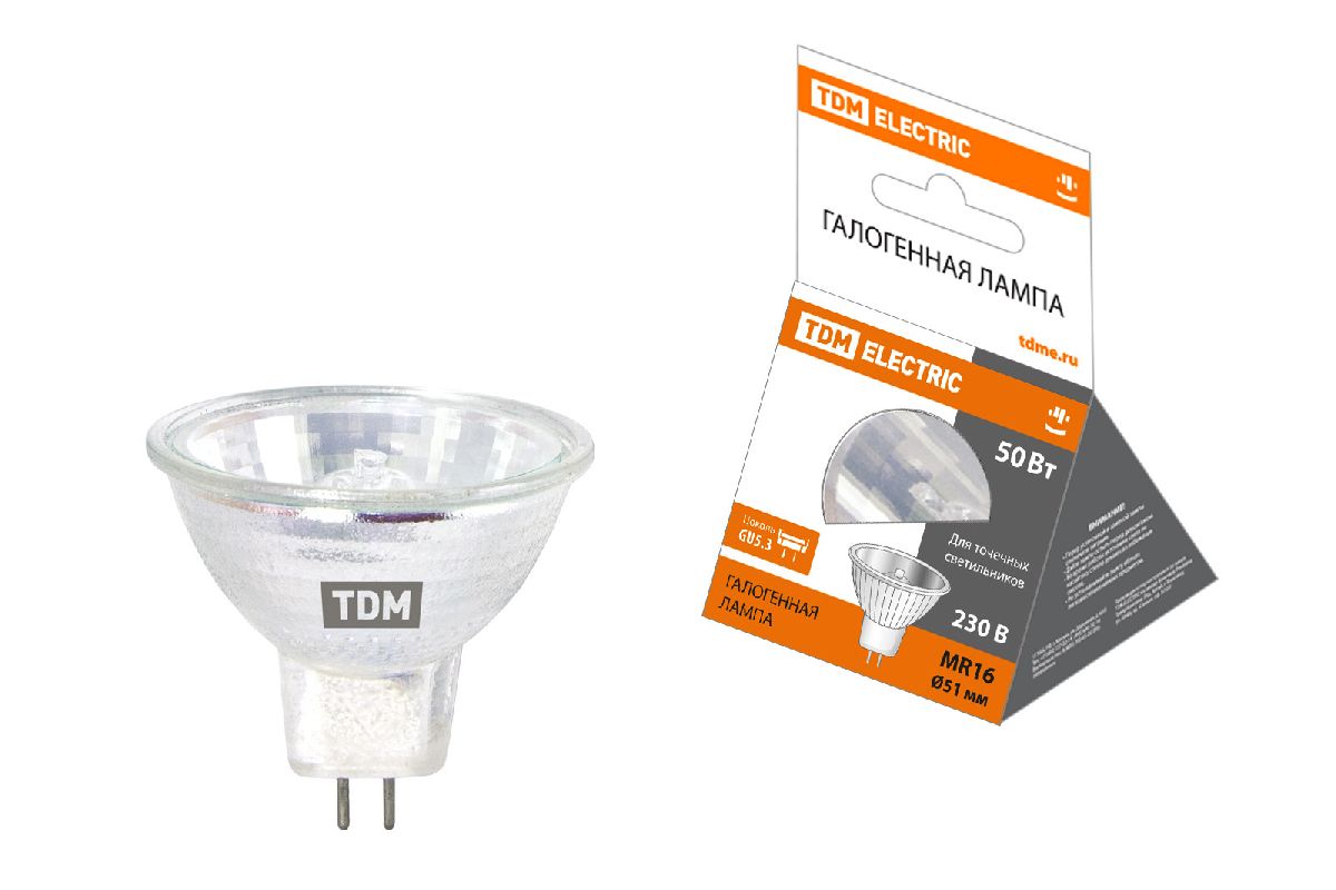 Лампа галогенная TDM Electric GU5.3 50W 3000K прозрачная SQ0341-0009 в Санкт-Петербурге