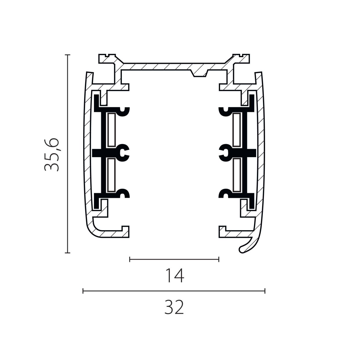 Шинопровод четырехконтактный трехфазный стыковочными пазами (плоские медные жилы), 2м Lightstar Quattro 504028-F в Санкт-Петербурге