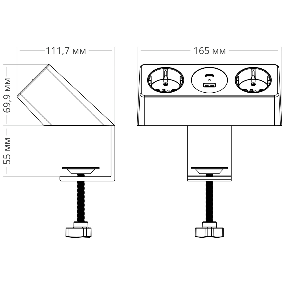 Блок розеток 10A (2 секции, USB и Type C) Mebax 00-00002739 в Санкт-Петербурге