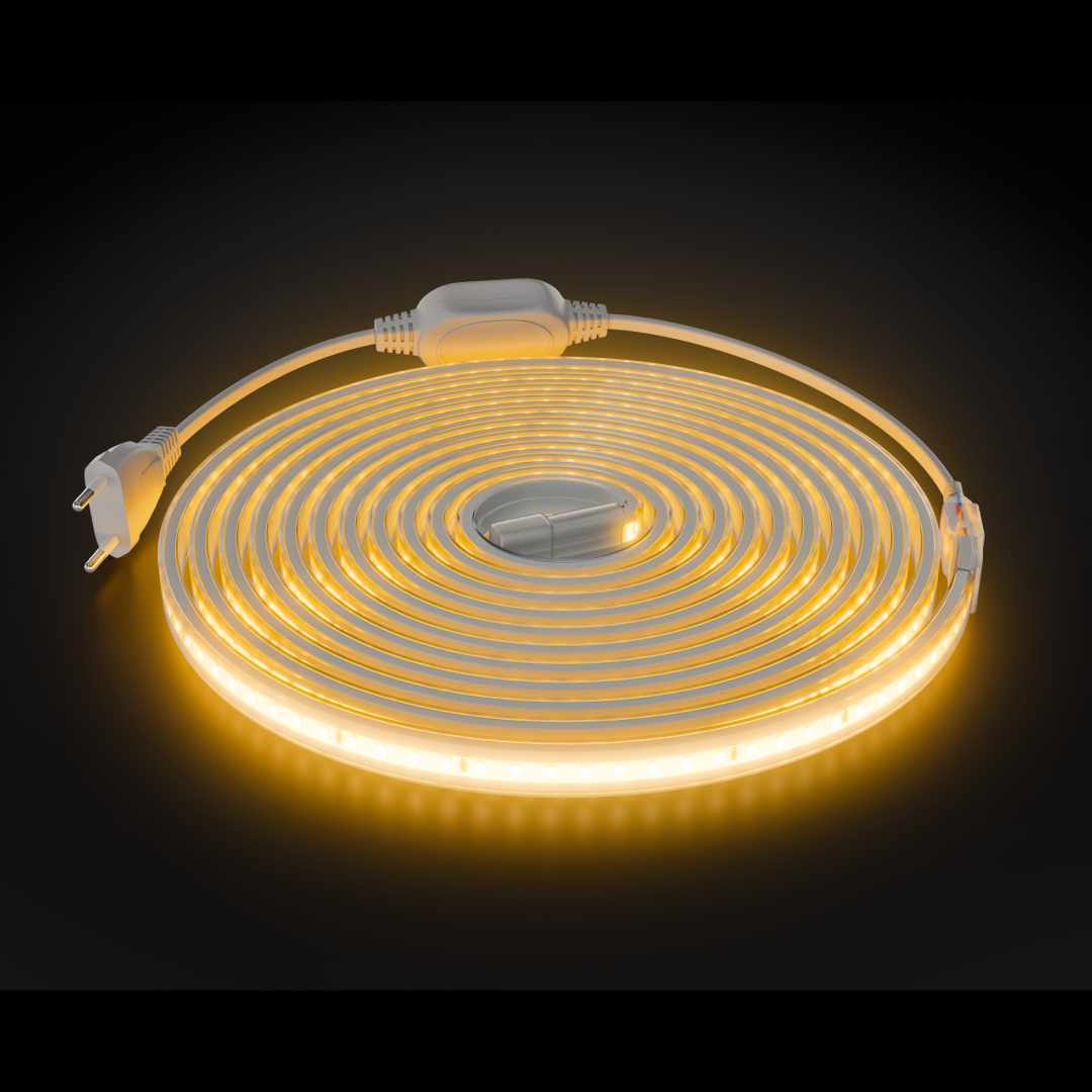 Комплект светодиодной ленты Apeyron 220В 10Вт/м, 600лм/м, 3000К (т/б), SMD2835, 120д/м, 13,5х7мм, 5м, IP65, с аксесcуарами (сетевой шнур, заглушка - 1шт, крепеж - 5шт) 10-140 в Санкт-Петербурге