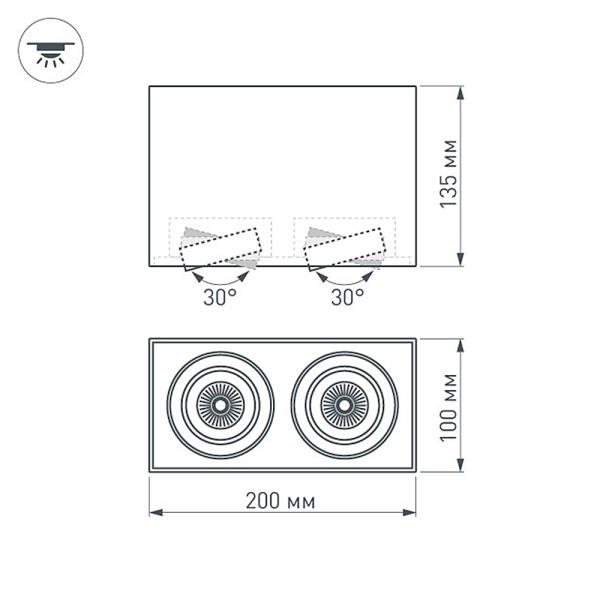 Потолочный светодиодный светильник Arlight SP-Cubus-S100x200-2x11W Day4000 023086(1) в Санкт-Петербурге