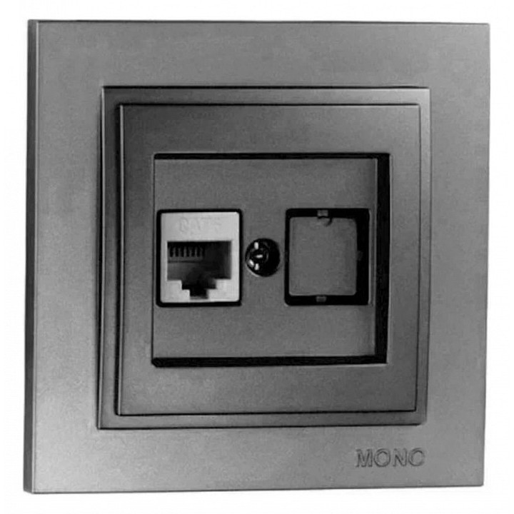 Розетка компьютерная Rj45 Cat6 Mono Electric Despina антрацит 102-242405-125 в Санкт-Петербурге