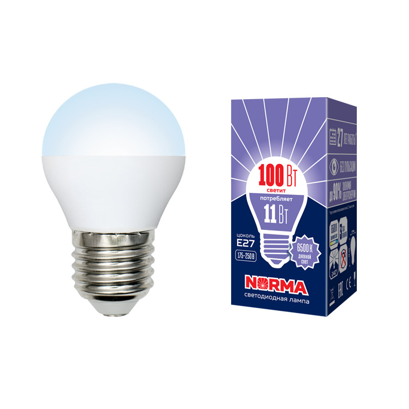 Лампа светодиодная (UL-00003833) Volpe E27 11W 6500K матовая LED-G45-11W/DW/E27/FR/NR в Санкт-Петербурге