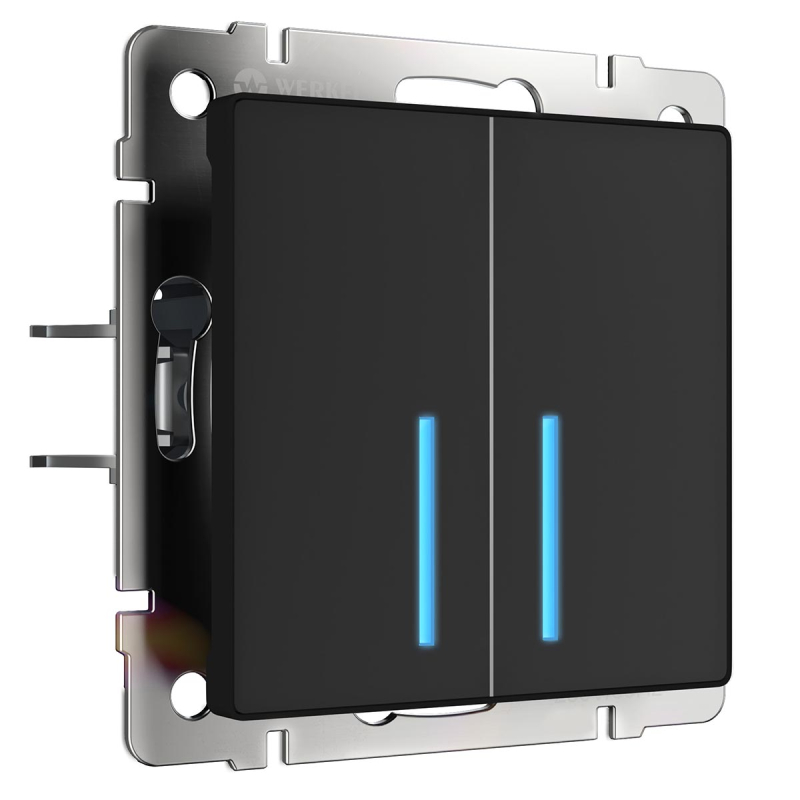 Сенсорный выключатель двухклавишный с функцией Wi-Fi Werkel черный W4520608 4690389171260 в Санкт-Петербурге