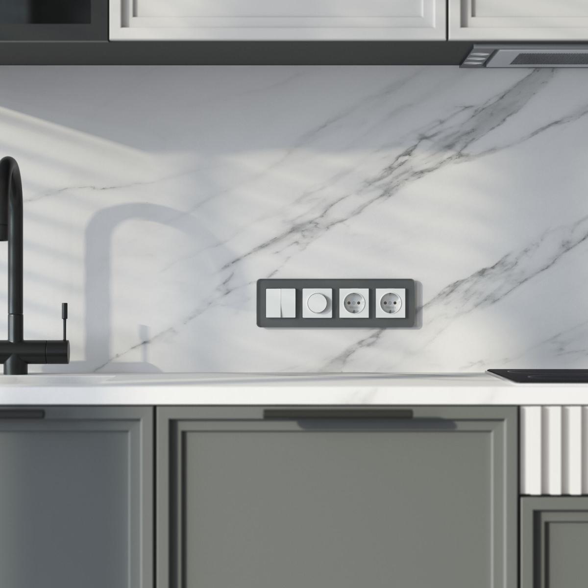 Рамка из стекла на 4 поста Werkel Elite графит 4690389180804 W0042440 в Санкт-Петербурге