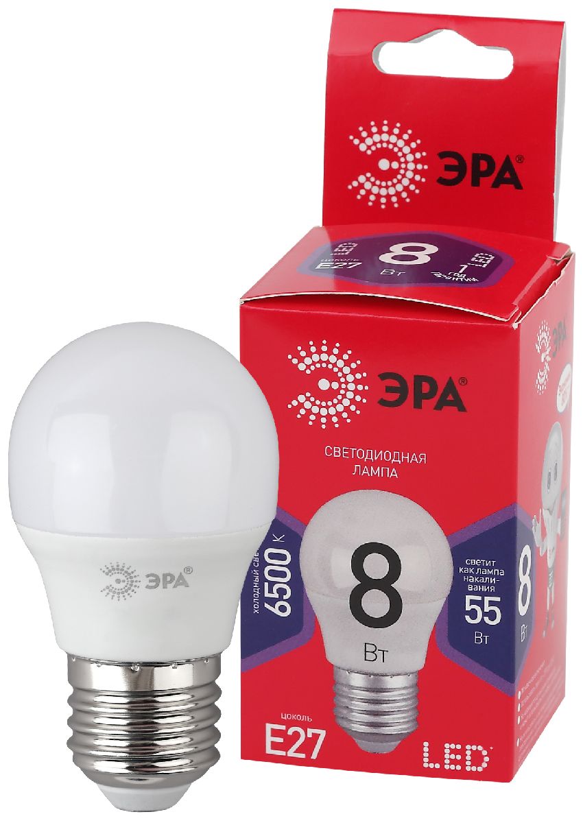 Лампа светодиодная Эра E27 8W 6500K LED P45-8W-865-E27 R Б0045359 в Санкт-Петербурге