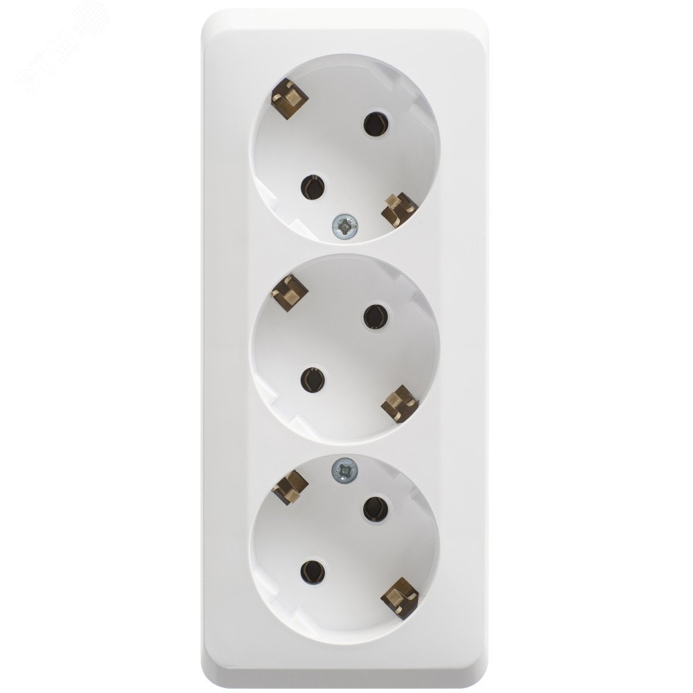 Розетка 3-ая с/з без шторок 16А 250B Systeme Electric Этюд наруж Бел PA16-011B в Санкт-Петербурге