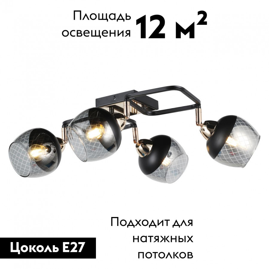 Потолочная люстра IMEX MD.19311-4-S-BK+FGD в #REGION_NAME_DECLINE_PP#