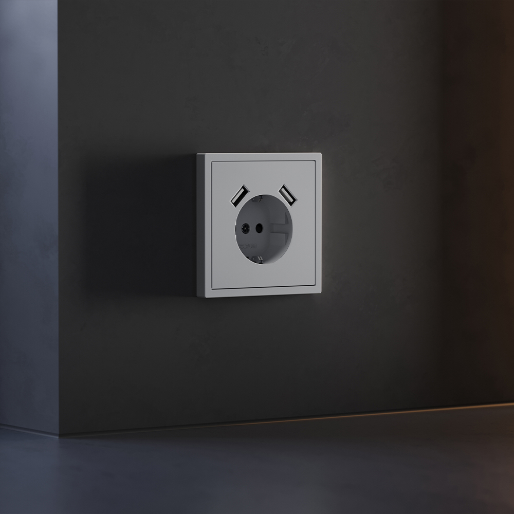 Накладка для розетки с заземлением и защитными шторками, с USB A+A Voltum S70 (серый) VLS000916 в Санкт-Петербурге