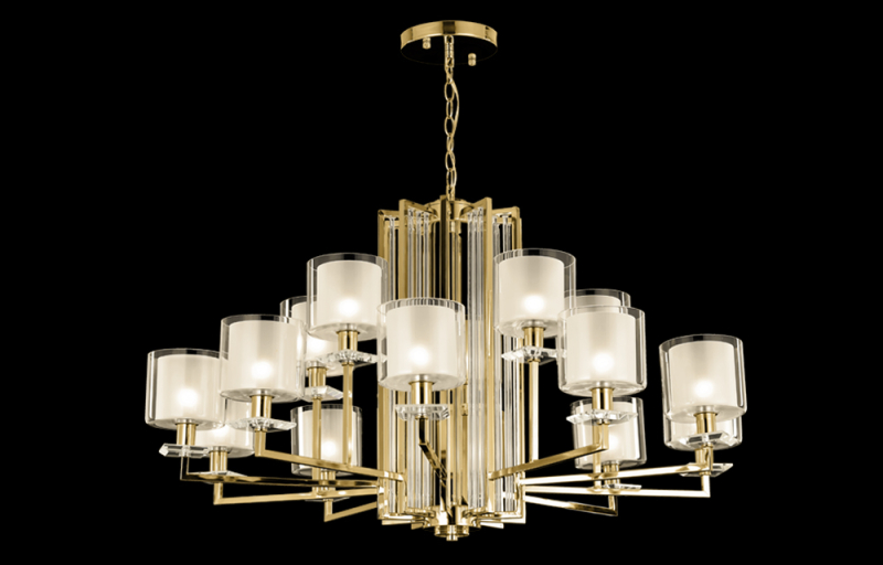 Подвесная люстра Crystal Lux Nicolas NICOLAS SP-PL10+5 GOLD/WHITE в Санкт-Петербурге