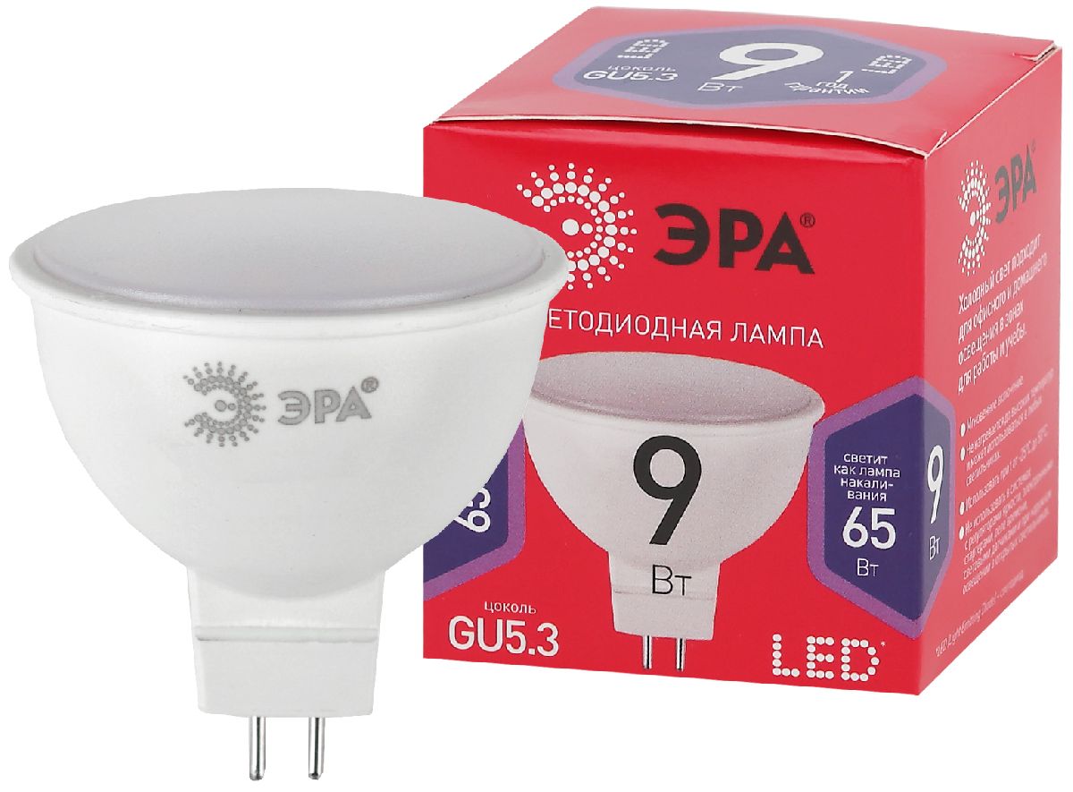 Лампа светодиодная Эра GU5.3 9W 6500K LED MR16-9W-865-GU5.3 R Б0045353 в #REGION_NAME_DECLINE_PP#