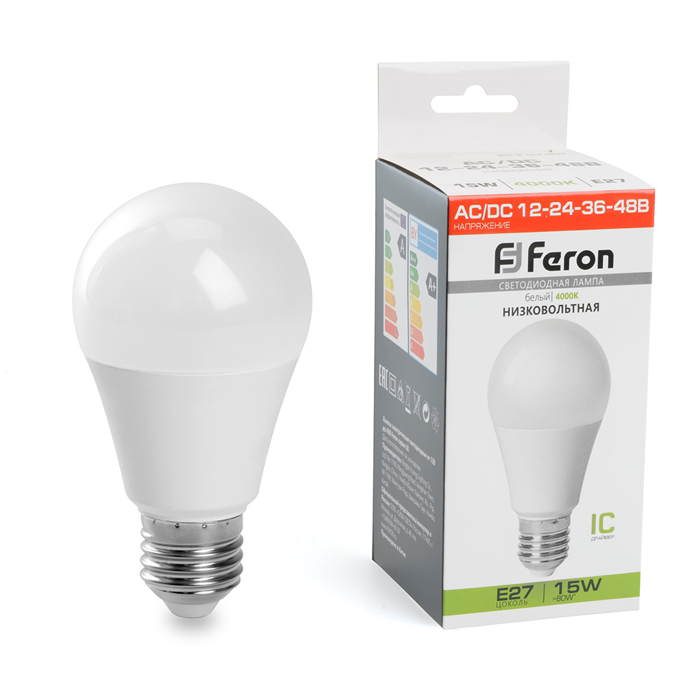 Лампа светодиодная низковольтная Feron LB-194 Шар E27 15W 4000K 48730 в Санкт-Петербурге