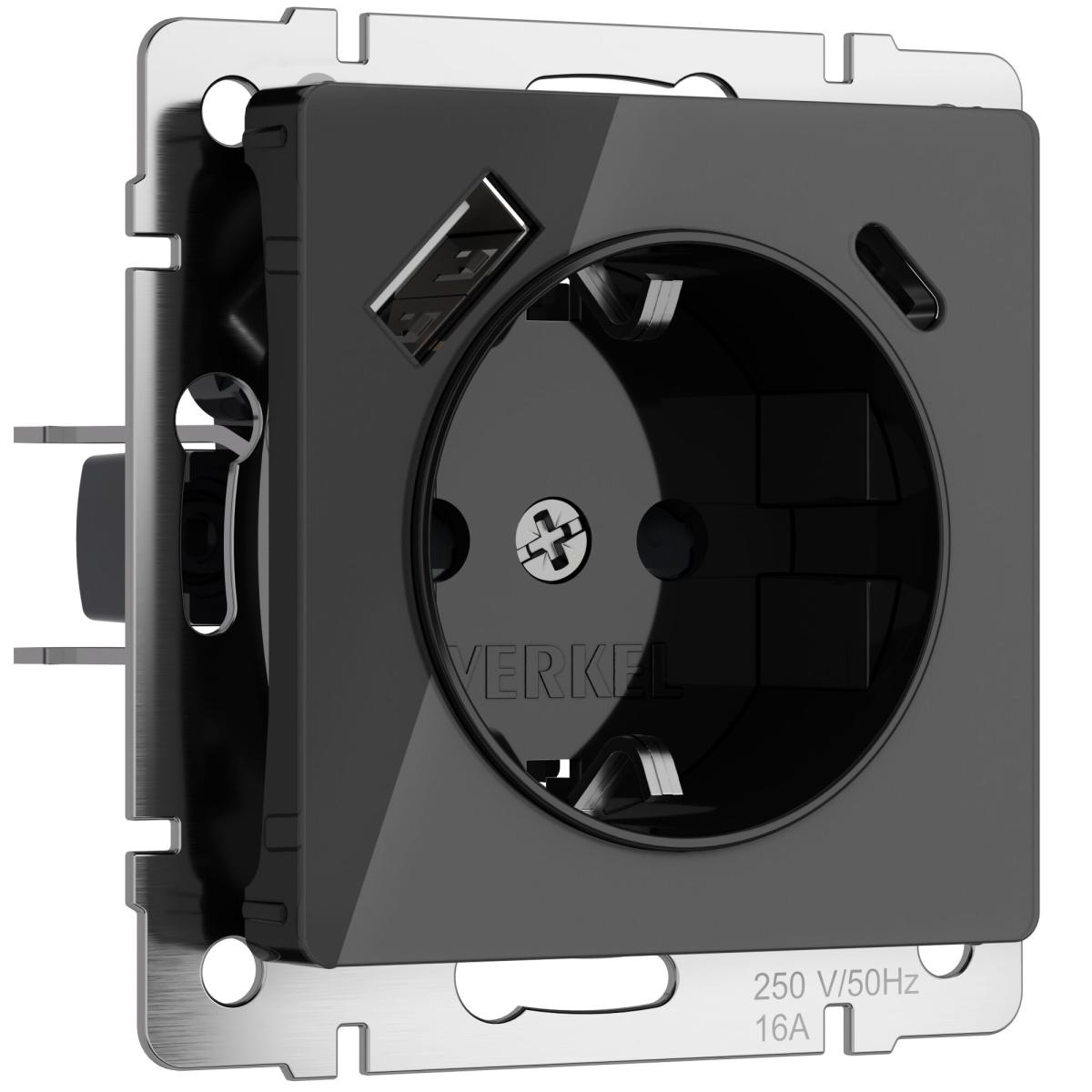 Розетка с заземлением, шторками и USB тип A+C Werkel 4690389197741 W1171748 a064044 в Санкт-Петербурге