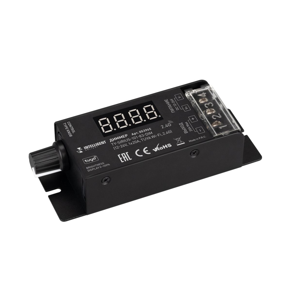 Диммер Arlight TY-SIRIUS-101-83-DIM (12-24V, 1x20A, TUYA Wi-Fi, 2.4G) (IARL, IP20 Металл) 053965 в Санкт-Петербурге