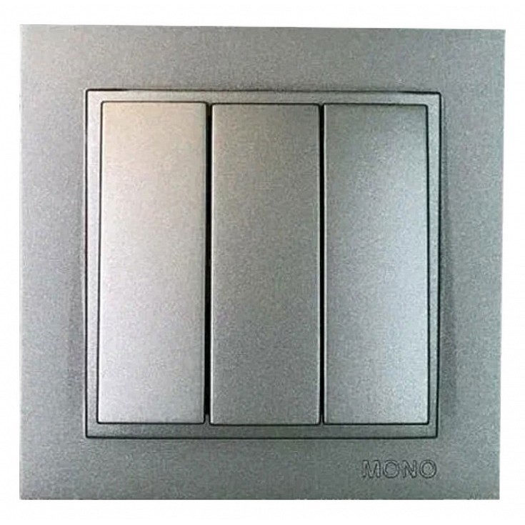 Выключатель трехклавишный Mono Electric Despina 10A 250В антрацит 102-242422-114 в Санкт-Петербурге