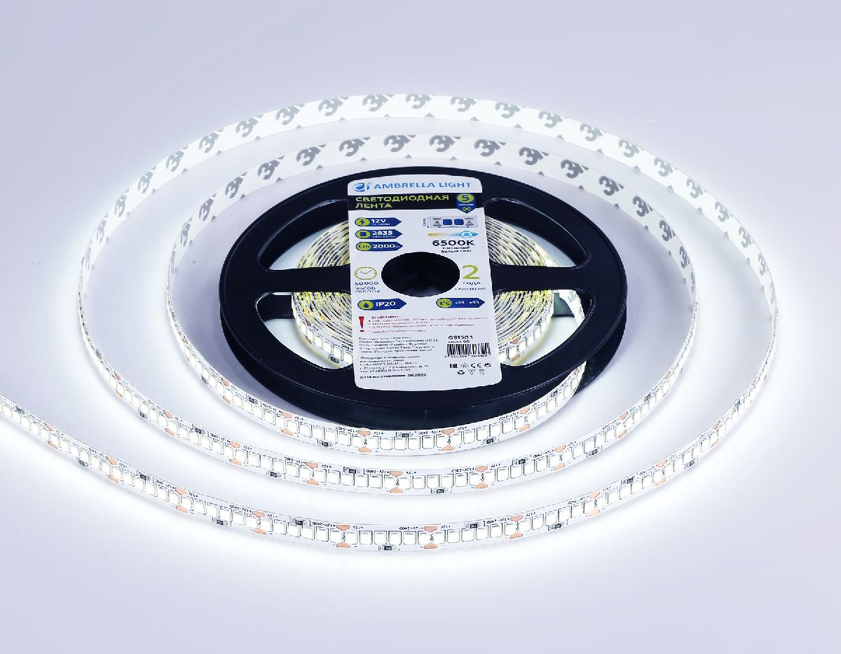 Светодиодная лента Ambrella Light LED Strip 12В 2835 19,2Вт/м 6500K 5м IP20 GS1503 в Санкт-Петербурге