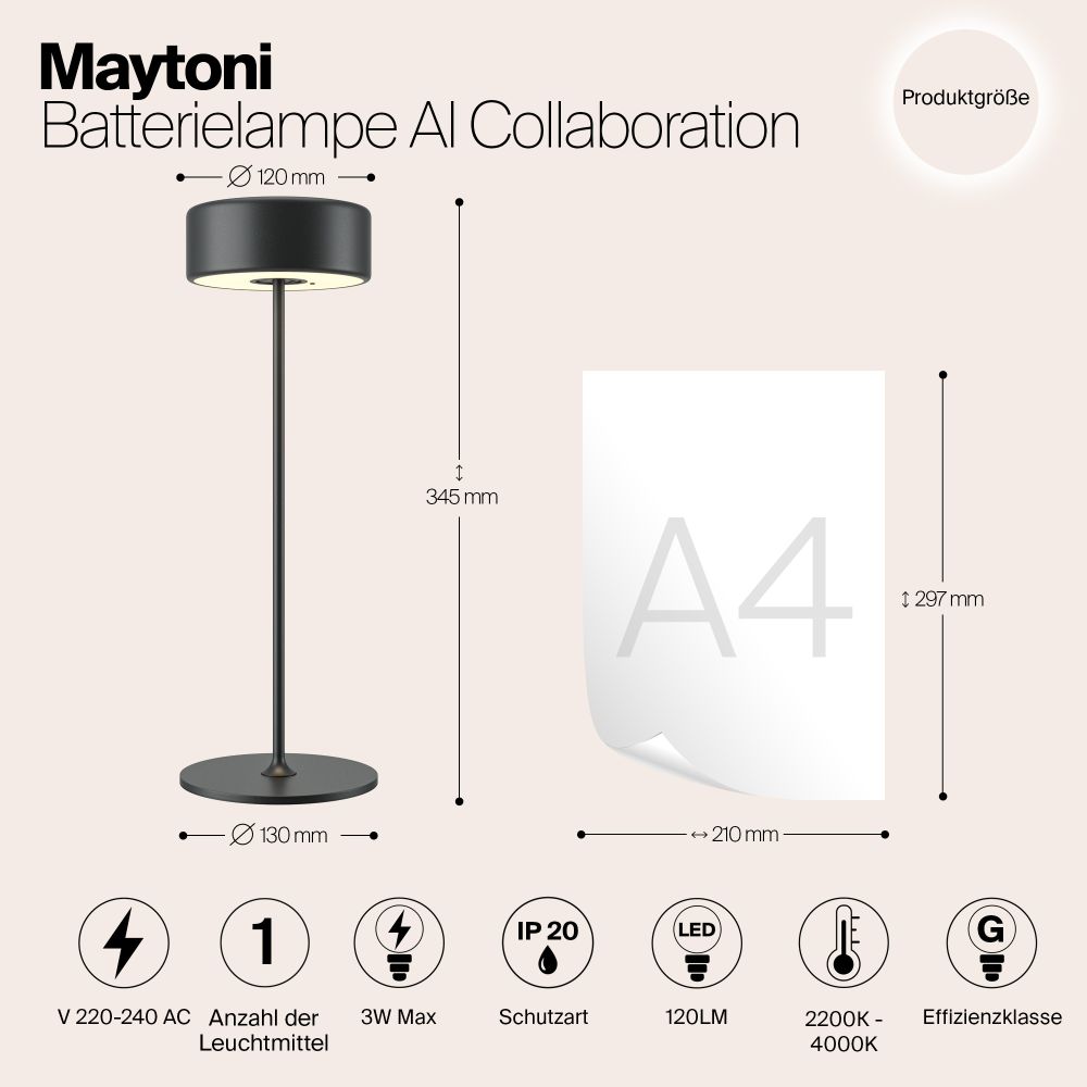 Аккумуляторная настольная лампа Maytoni AI Collaboration MOD229TL-L3B3K2 в Санкт-Петербурге