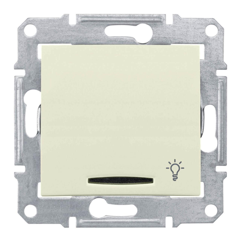 Выключатель кнопочный с синей подсветкой Свет Schneider Electric Sedna 10A 250V SDN1800147 в Санкт-Петербурге