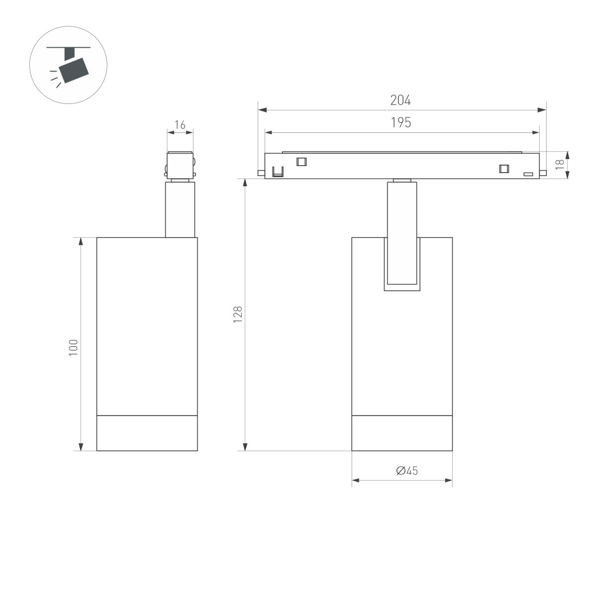 Трековый магнитный светильник Arlight MAG-ORIENT-SPOT-R45-9W Warm3000 (Белый, 24 deg, 48V) (IP20 Металл) 046865(1) в Санкт-Петербурге