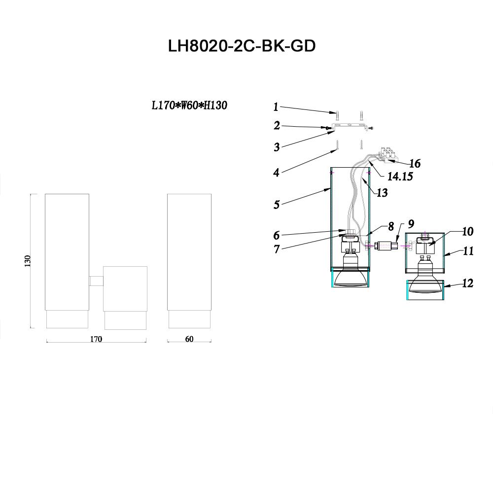 Спот Lumien Hall Саурис LH8020/2C-BK-GD в Санкт-Петербурге