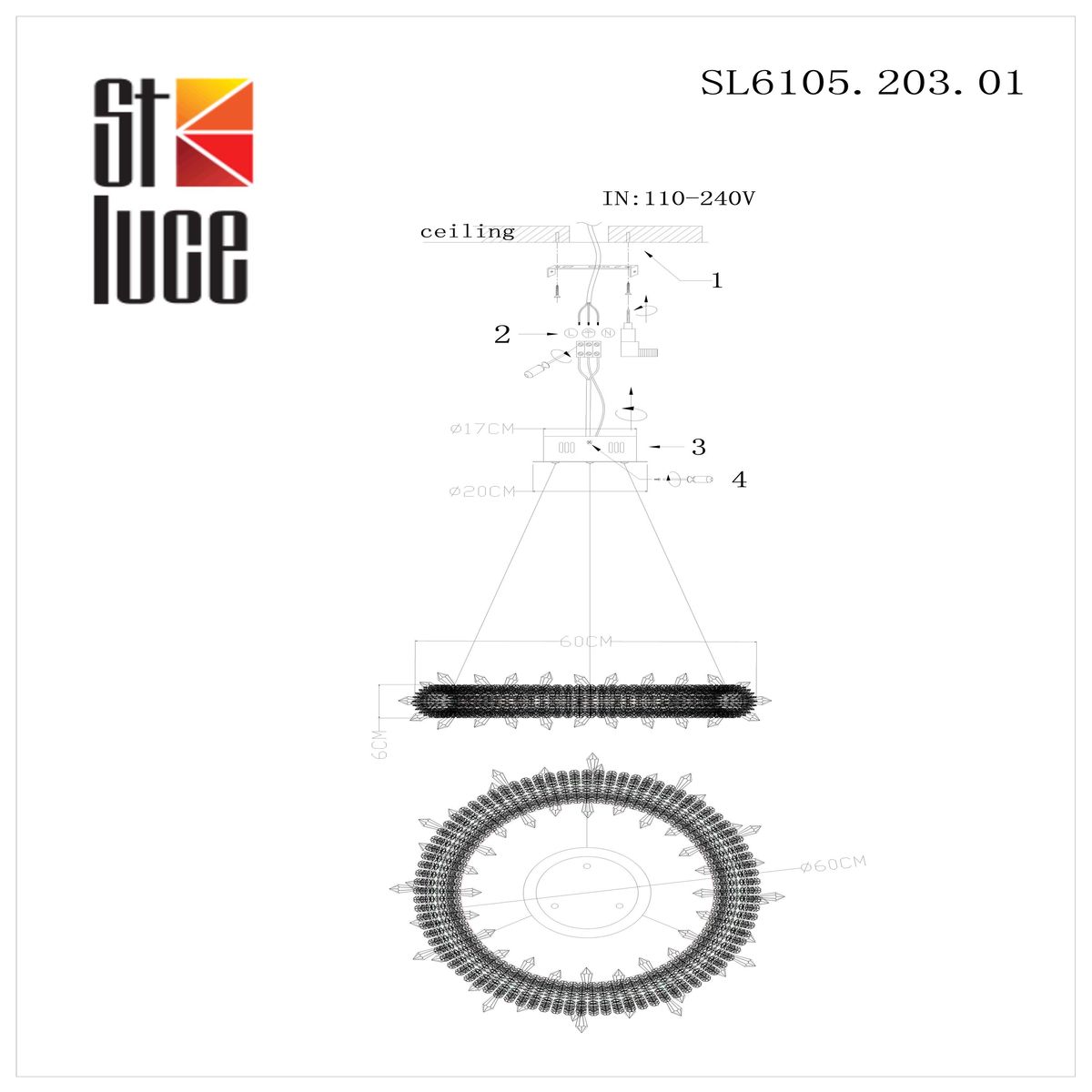 Подвесная люстра под натяжной потолок ST Luce Lucchero SL6105.203.01 в Санкт-Петербурге