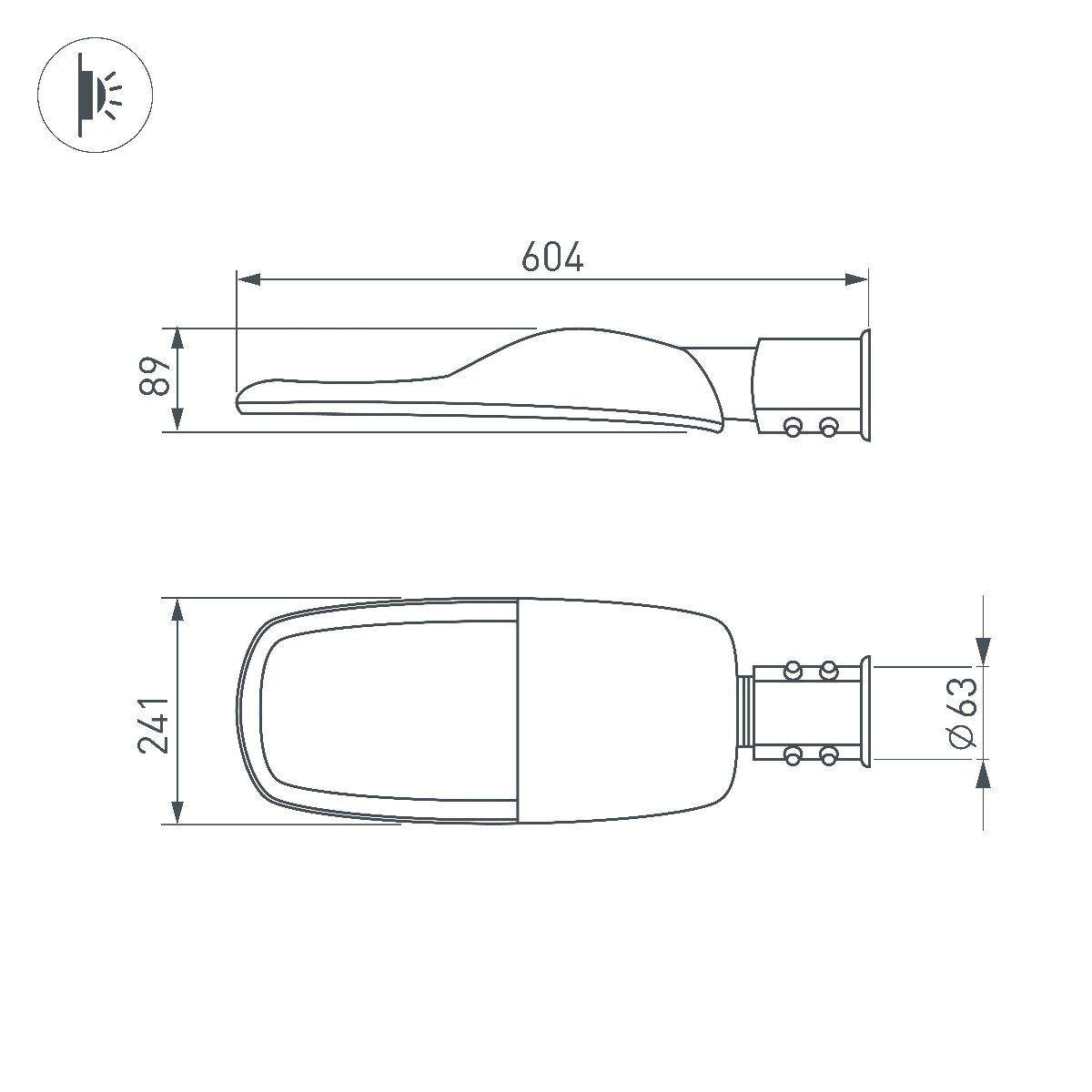 Уличный консольный светильник Arlight OXOR-TURI-604х241-80W Day4000 (GR, 144x75 deg, 230V) 053872 в Санкт-Петербурге