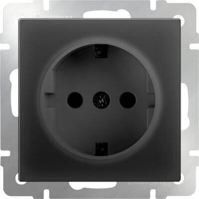 Розетка Werkel с заземлением черный матовый WL08-SKG-01-IP20 4690389054211 в Санкт-Петербурге