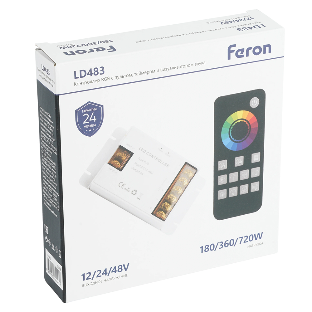 Контроллер RGB с пультом, таймером и визуализатором звука Feron LD483 12-24-48V 52098 в #REGION_NAME_DECLINE_PP#