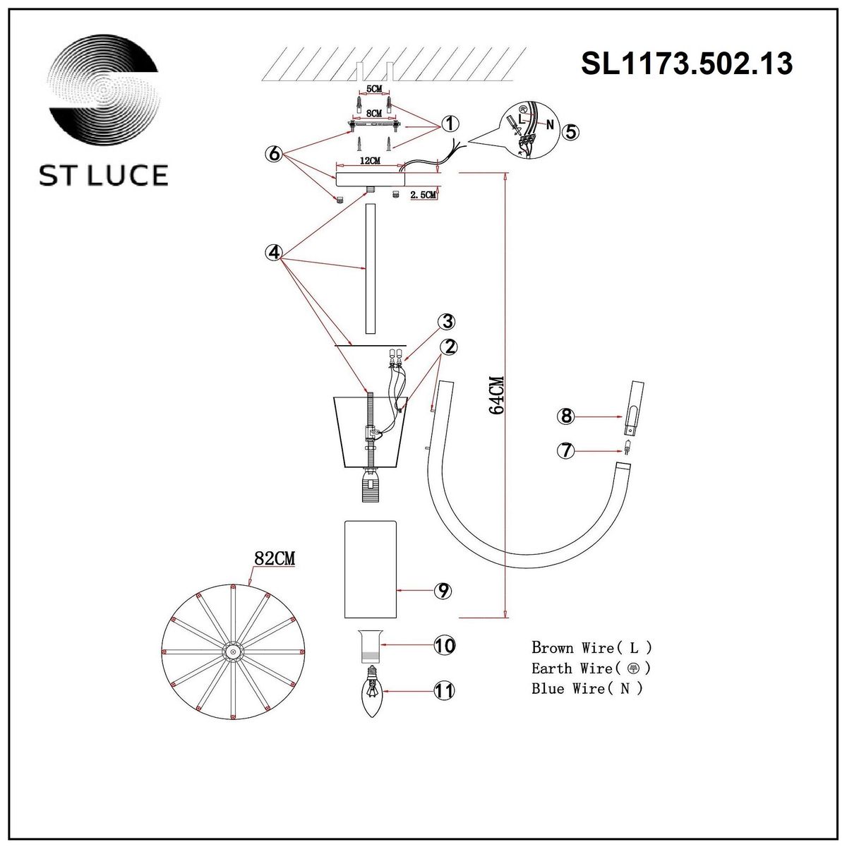 Люстра на штанге ST Luce Pafe SL1173.502.13 в #REGION_NAME_DECLINE_PP#