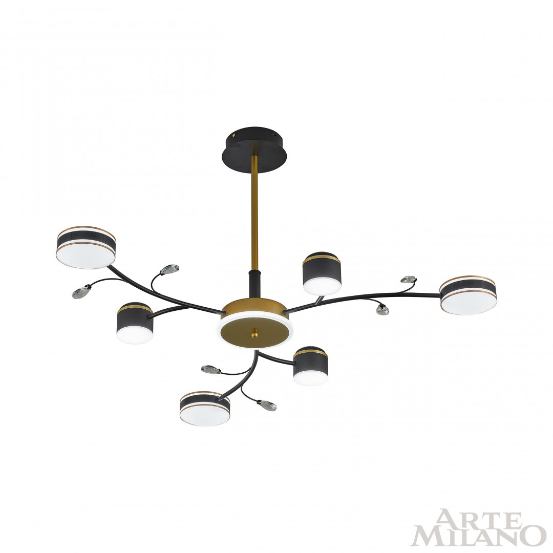 Люстра на штанге Arte Milano Ferrara 276240/6+1 BK/GD в #REGION_NAME_DECLINE_PP#