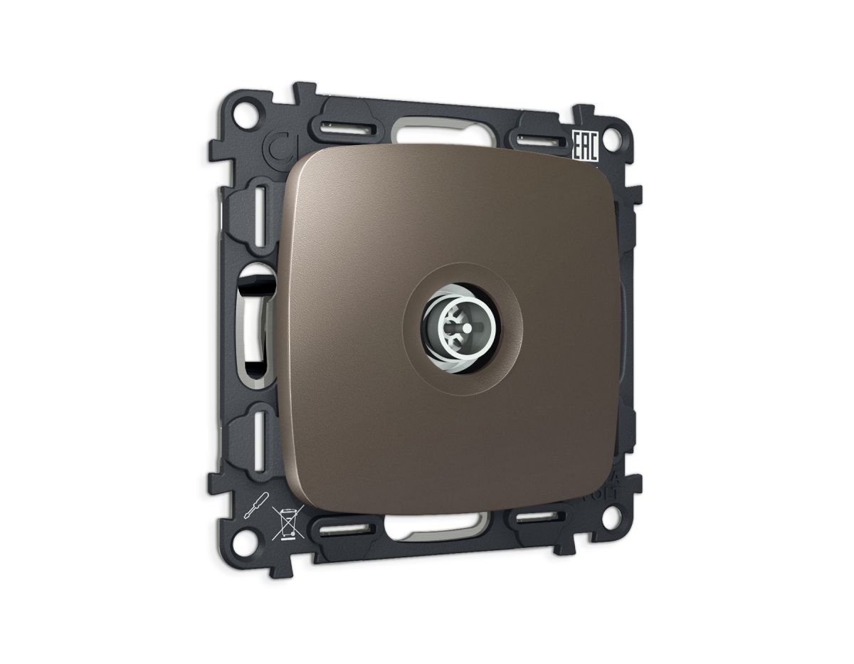 Комплект механизма TV розетки Ambrella Volt оконечной экранированной 5-1000MHz 3dB OMEGA MO643005 Темная бронза матовый QUANT (OP6430, VM199) в Санкт-Петербурге