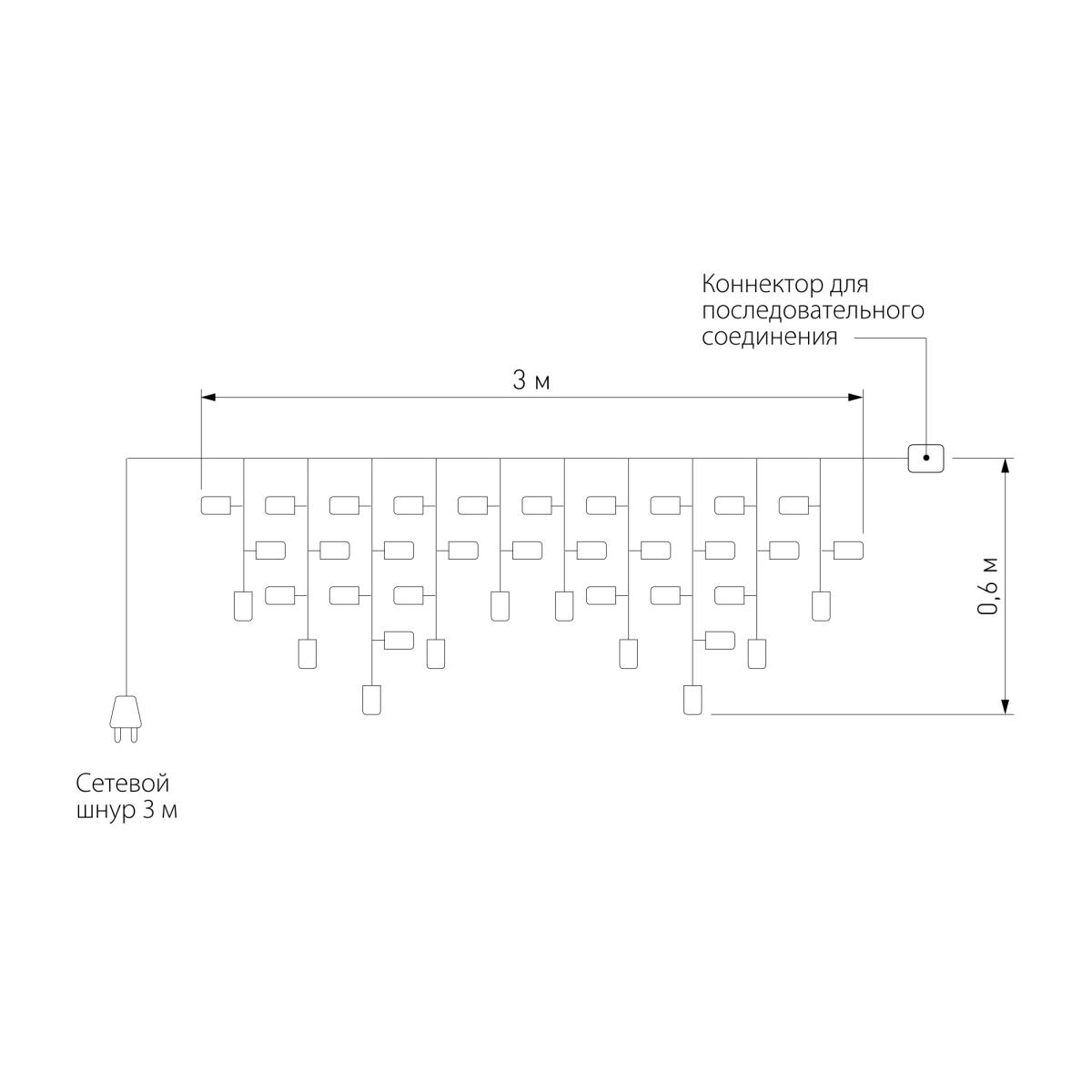 Уличная гирлянда Eurosvet 100-102 100-102 теплый белый 3*0,6м IP65 a064437 в Санкт-Петербурге