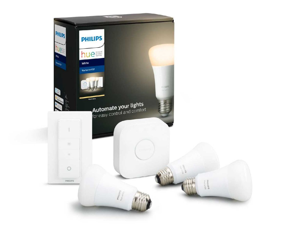 Набор из 3 белых ламп, блока управления и диммера Philips Hue E27 9W 929001821620 в Санкт-Петербурге