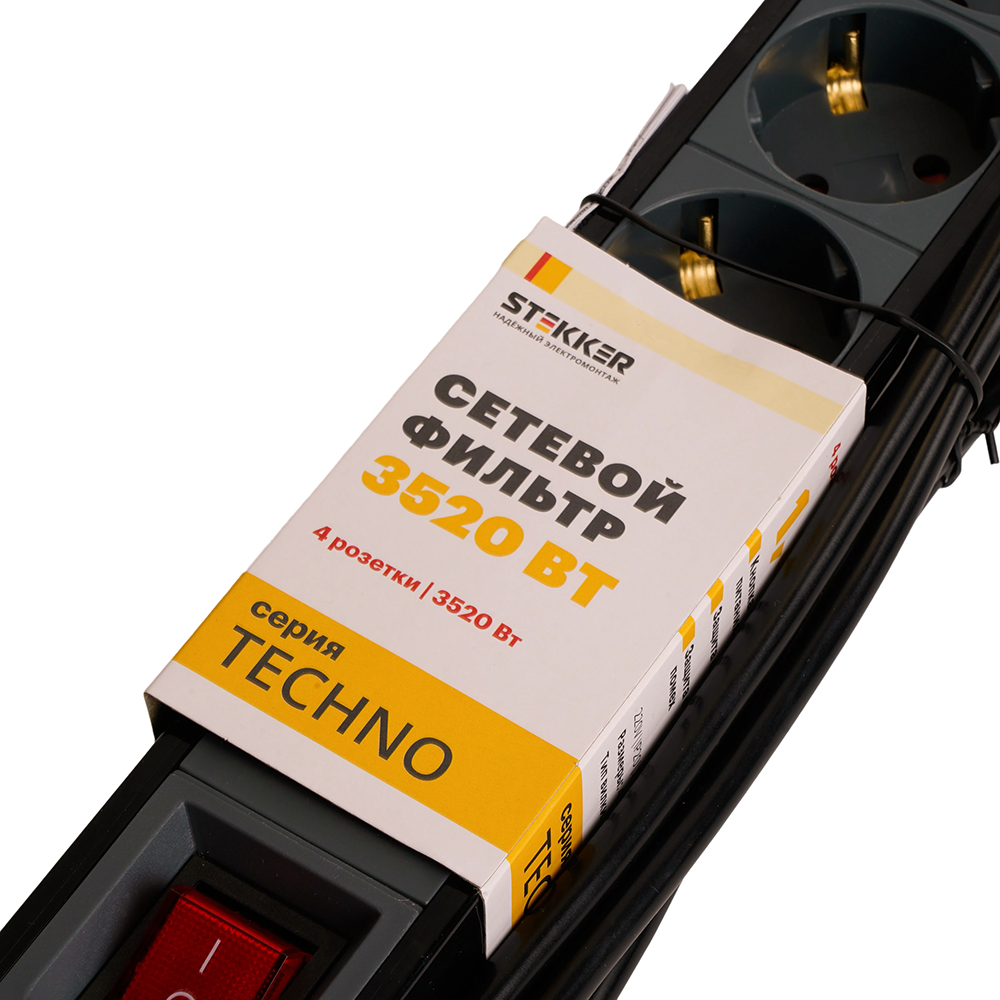 Сетевой фильтр 4-местный с/з Stekker Techno HM22-41-02 50156 в Санкт-Петербурге
