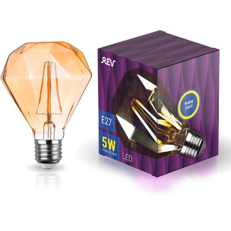Лампа светодиодная филаментная REV VINTAGE GOLD E27 5W 2200K DECO Premium теплый свет груша 32450 8 в Санкт-Петербурге