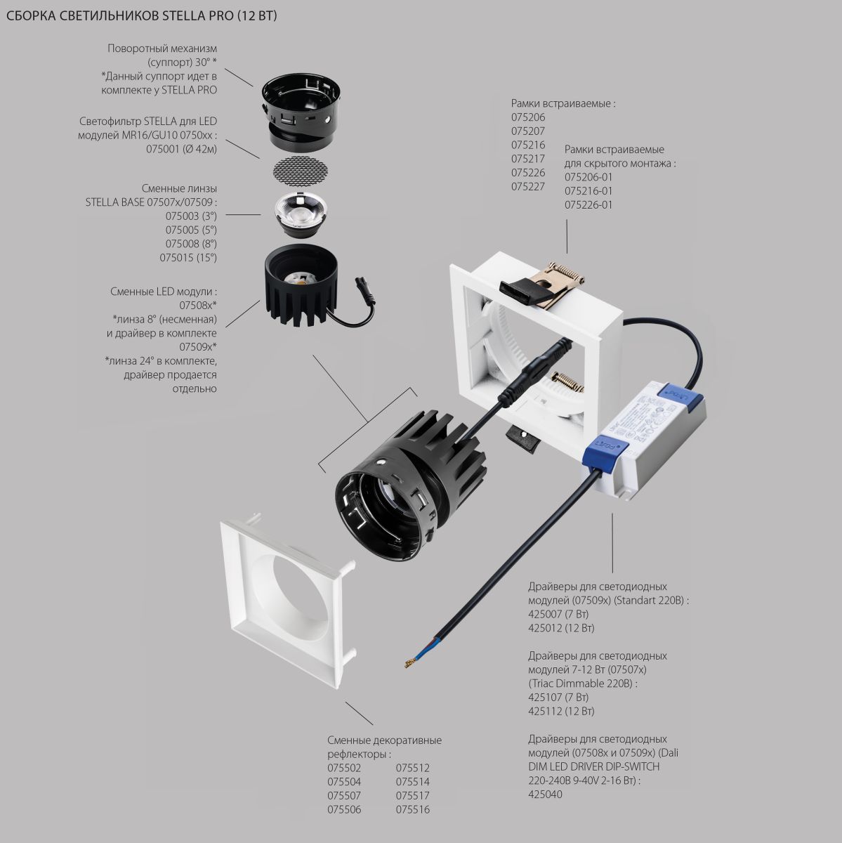 Рефлектор квадратный для рамок 07521х/07521X-01 и 07522х/07522X-01 Lightstar Stella 075516 в Санкт-Петербурге