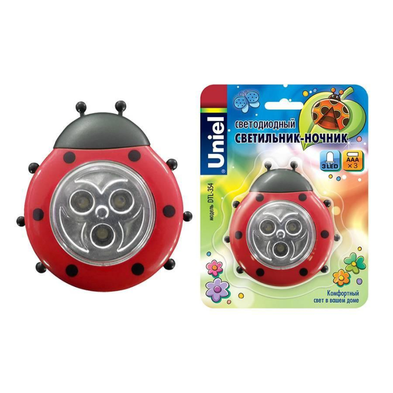 Светодиодный светильник (07717) Uniel DTL-354 Божья Коровка/Red/3LED/3AAA УЦ в #REGION_NAME_DECLINE_PP#