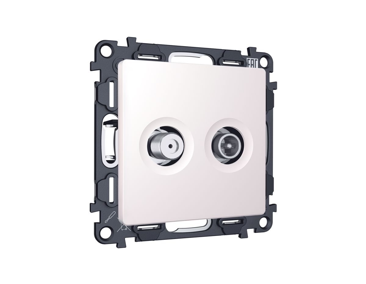 Комплект механизма розетки TV оконечной + SAT 5-862MHz 3.5dB/950-2150MHz 3.5dB Alfa Жемчуг Quant Ambrella Volt MA213310 (AP2133, VM217) в #REGION_NAME_DECLINE_PP#