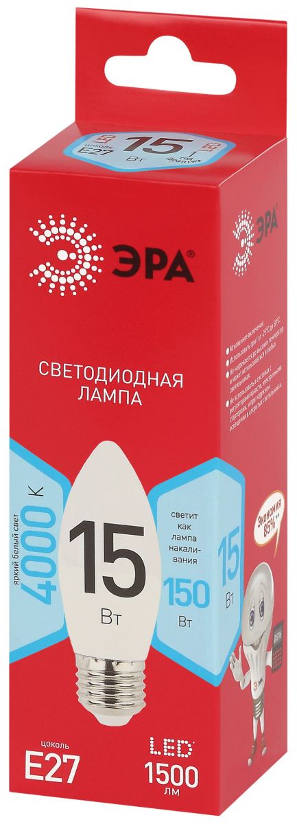 Лампа светодиодная Эра RED LINE LED B35-15W-840-E27 R 15Вт свеча Б0070090 в Санкт-Петербурге