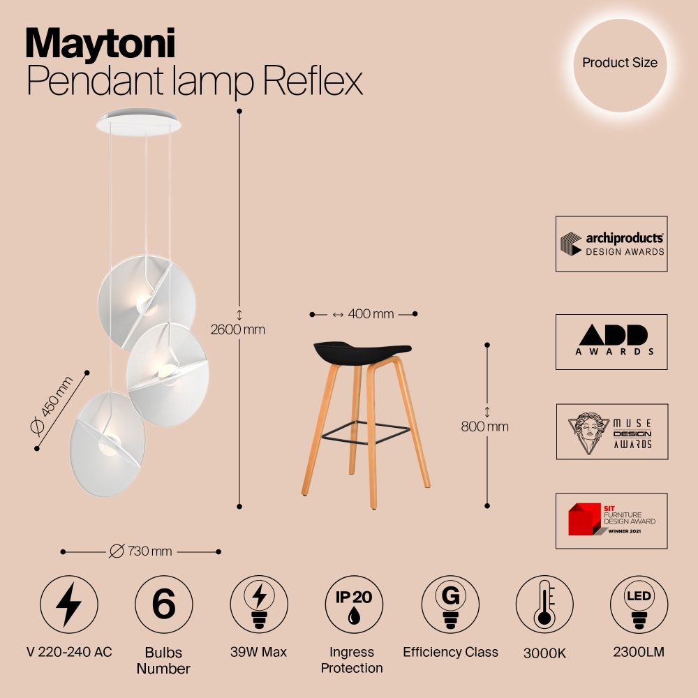 Подвесной светильник Maytoni Reflex MOD154PL-L6W3K1 в Санкт-Петербурге