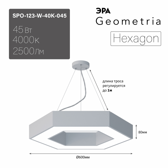 Подвесной светильник Эра Geometria SPO-123-W-40K-045 Б0058880 в Санкт-Петербурге