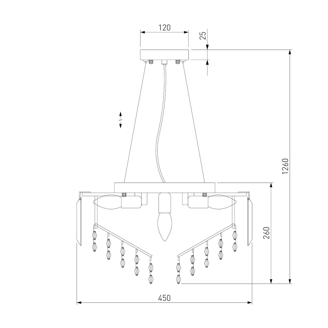 Подвесная люстра Eurosvet Torreta 10121/5 хром/прозрачный хрусталь Strotskis Smart (10105/5) в Санкт-Петербурге