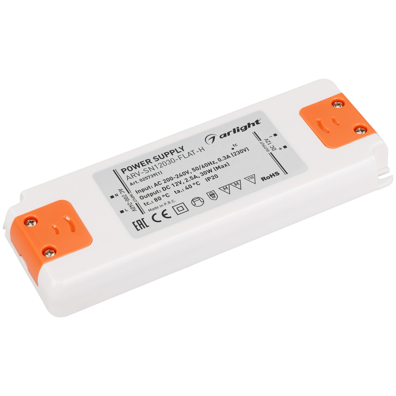 Блок питания Arlight ARV-SN12030-Flat-H (12V, 2.5A, 30W) 025739(1) в Санкт-Петербурге